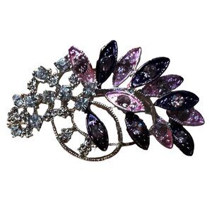 Gorgeous Pink Purple and Faux Diamond Lapel Brooch Pin 2 inches tall